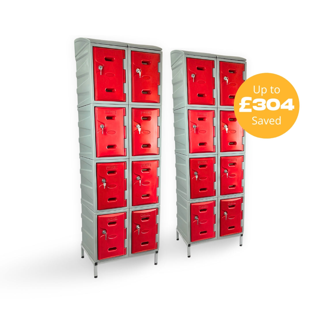 16 Door Plastic Staff Locker Set – Supertuff Small Lockers