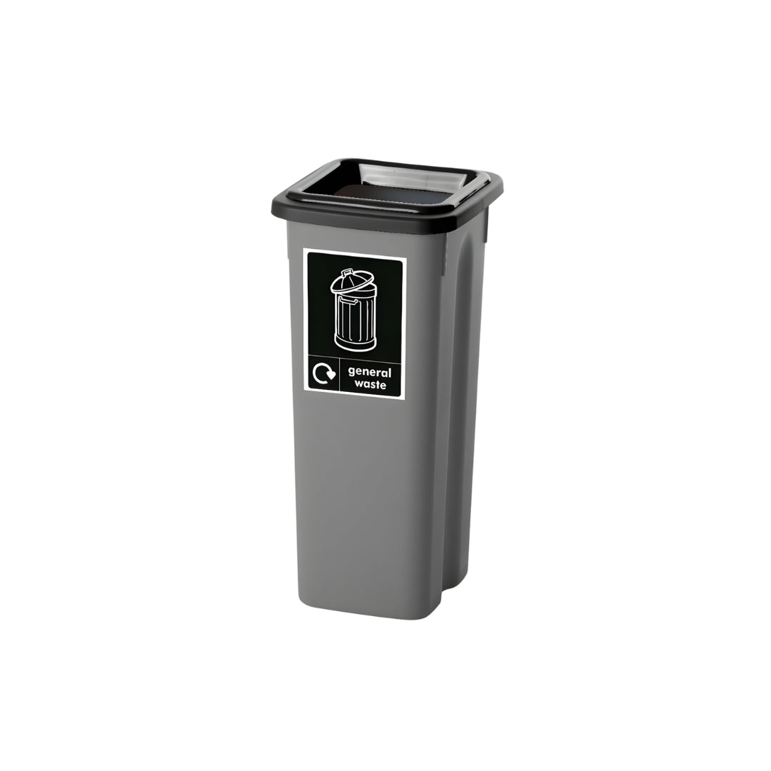 Slimline Plastic Recycling Bin with Colour-Coded Lid