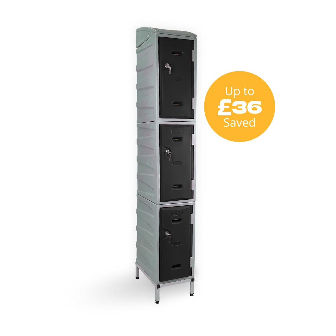 3 Door Plastic Staff Locker Set – Supertuff Medium Lockers