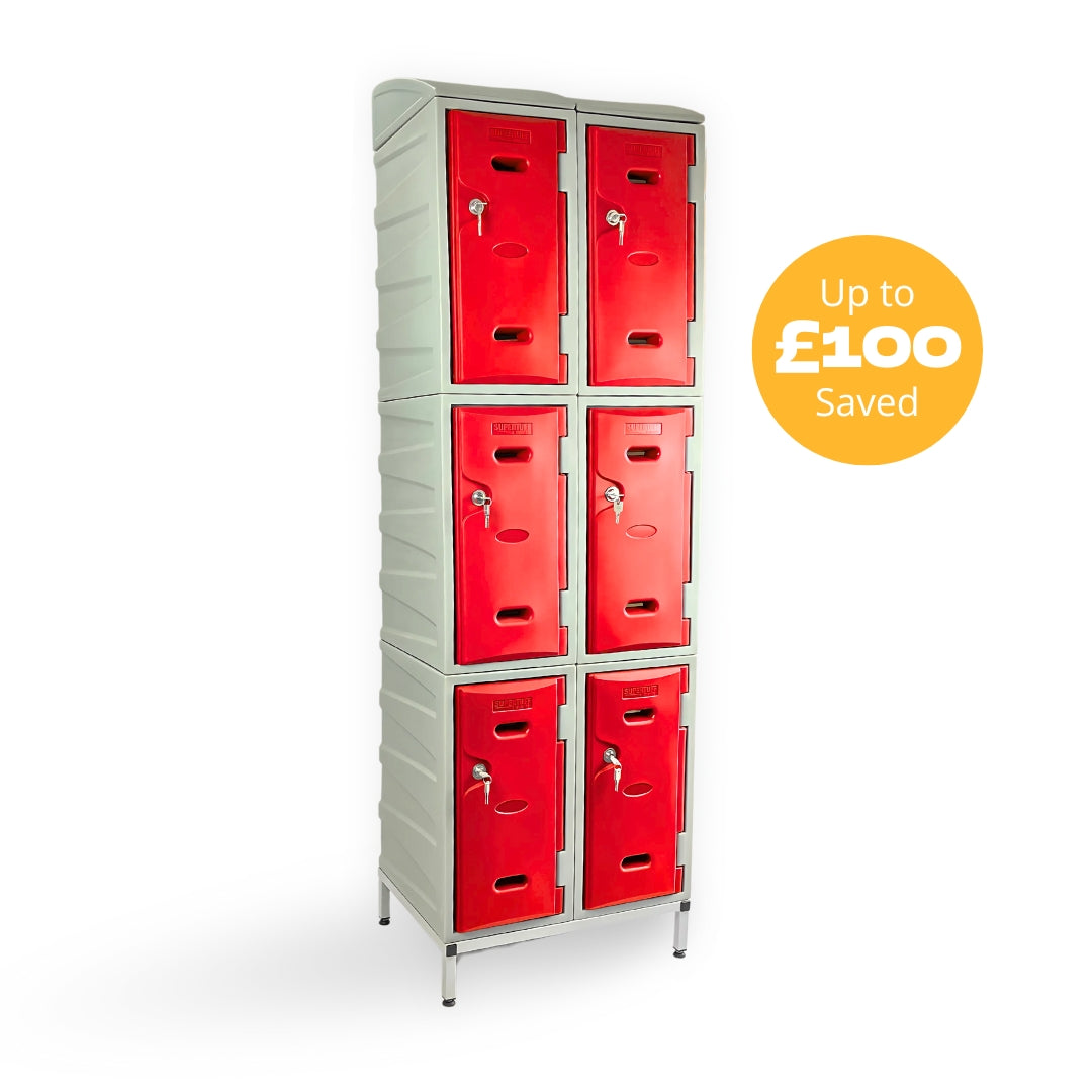 6 Door Plastic Staff Locker Set – Supertuff Medium Lockers