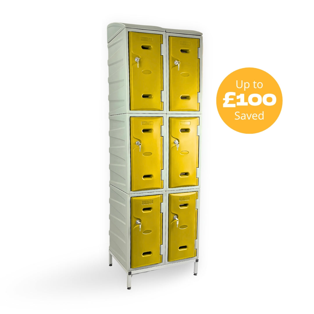 6 Door Plastic Staff Locker Set – Supertuff Medium Lockers