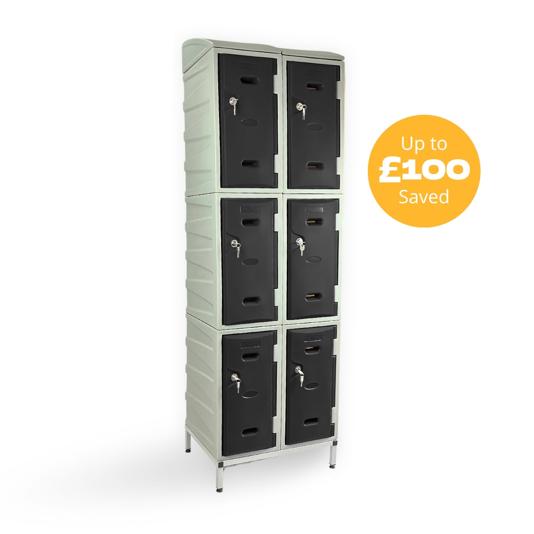 6 Door Plastic Staff Locker Set – Supertuff Medium Lockers