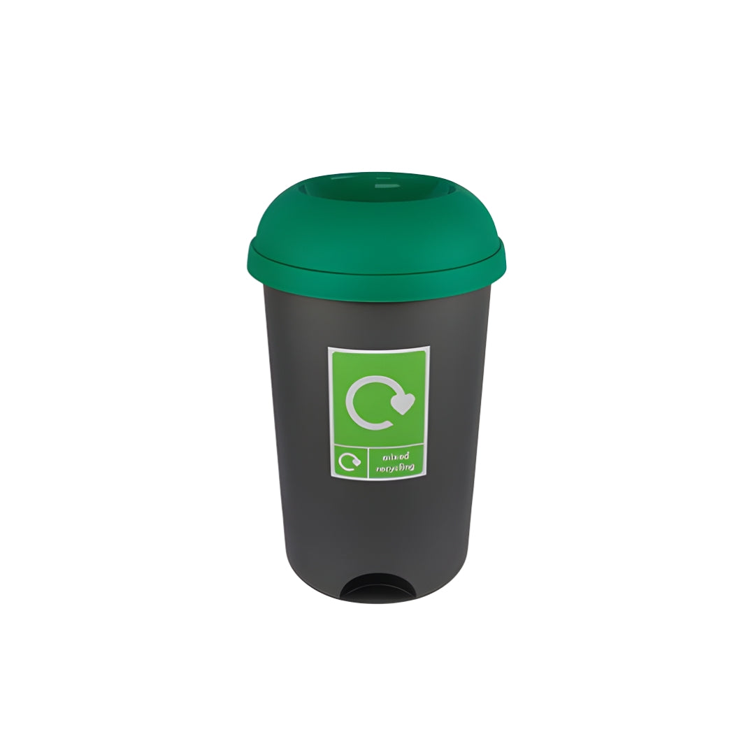 50L Open-Top Recycling & Waste Bin with Colour-Coded Lid