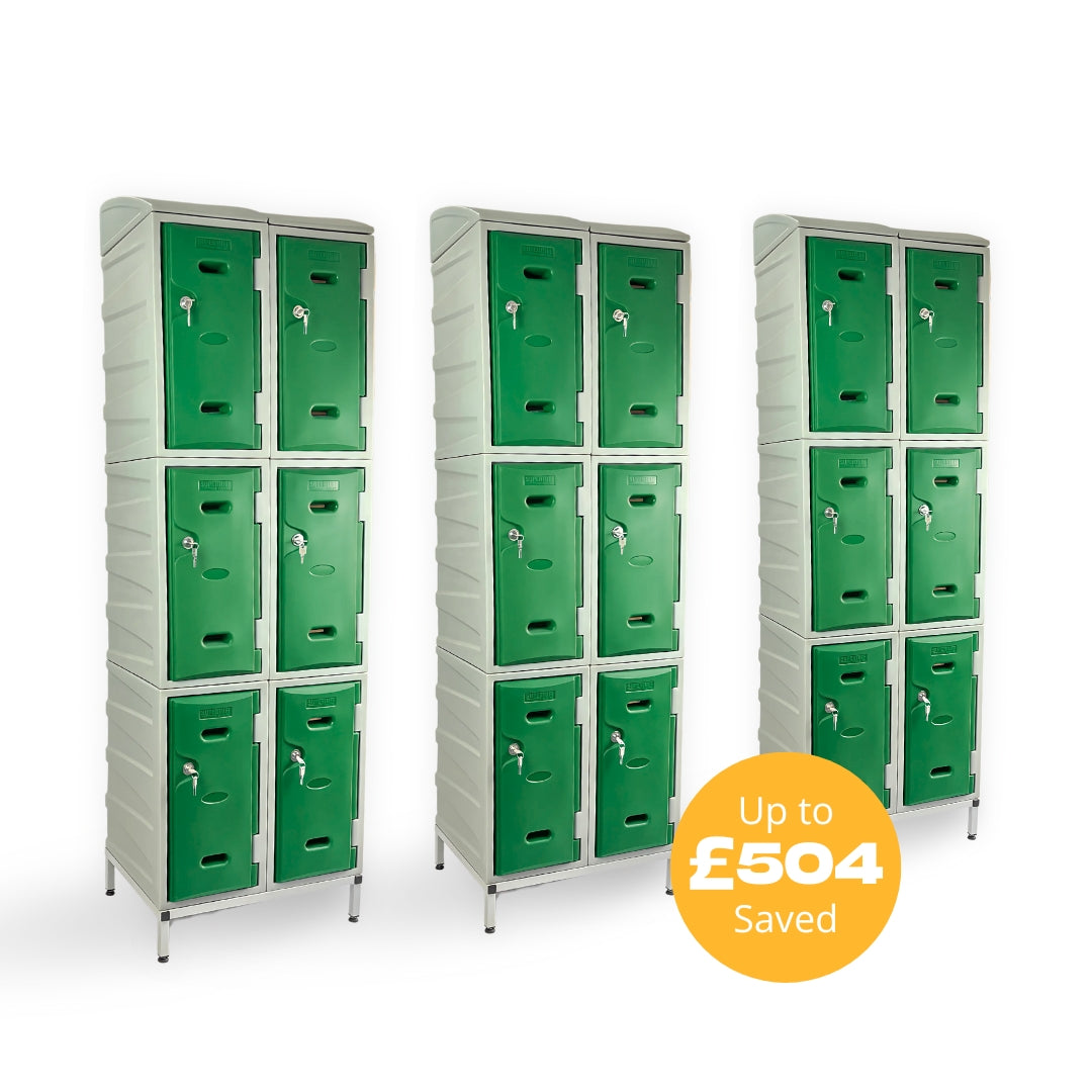 18 Door Plastic Staff Locker Set – Supertuff Medium Lockers