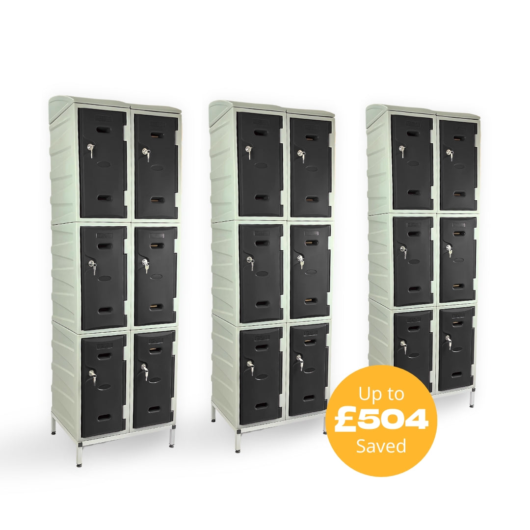 18 Door Plastic Staff Locker Set – Supertuff Medium Lockers
