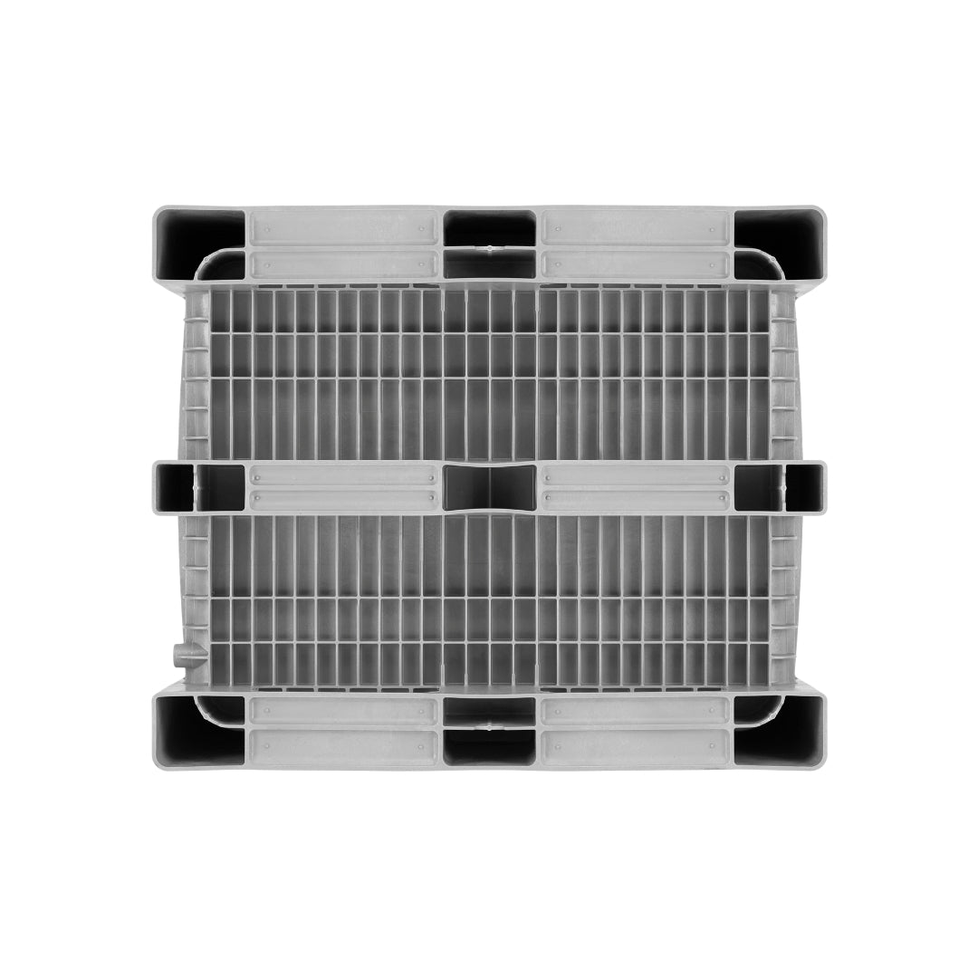Double Height Plastic Pallet Box – 1000L, Closed Walls, 3 Runners