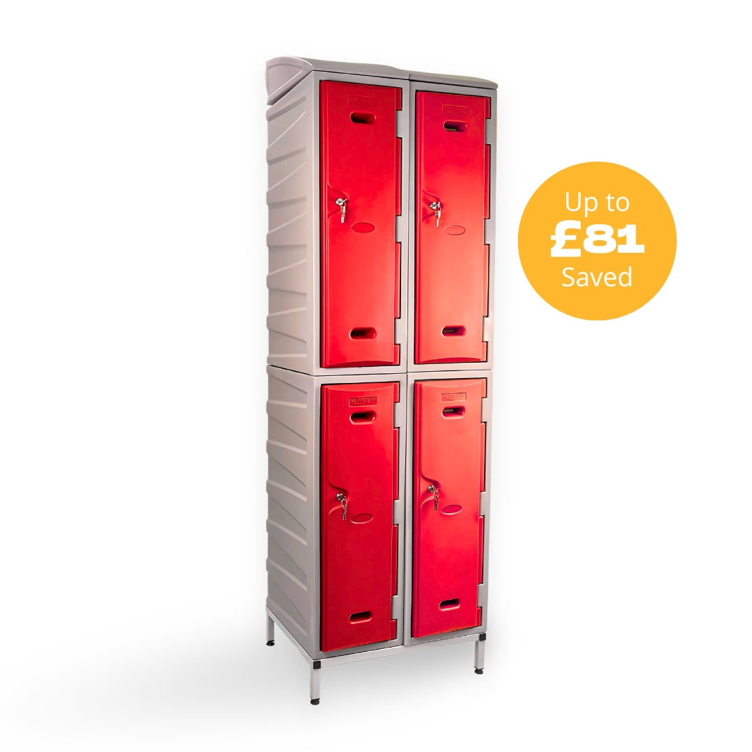 4 Door Plastic Staff Locker Set – Supertuff Large Lockers