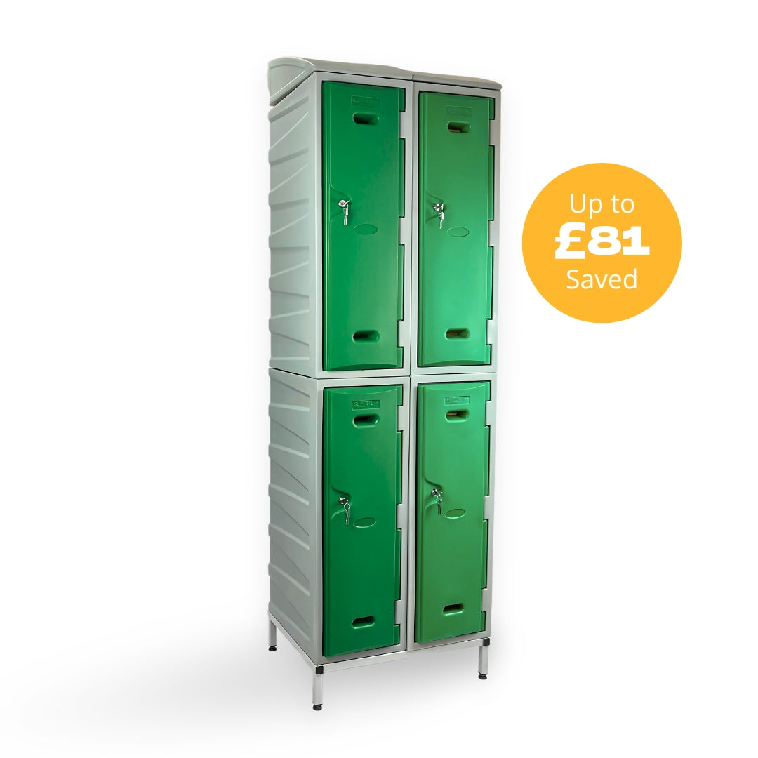 4 Door Plastic Staff Locker Set – Supertuff Large Lockers