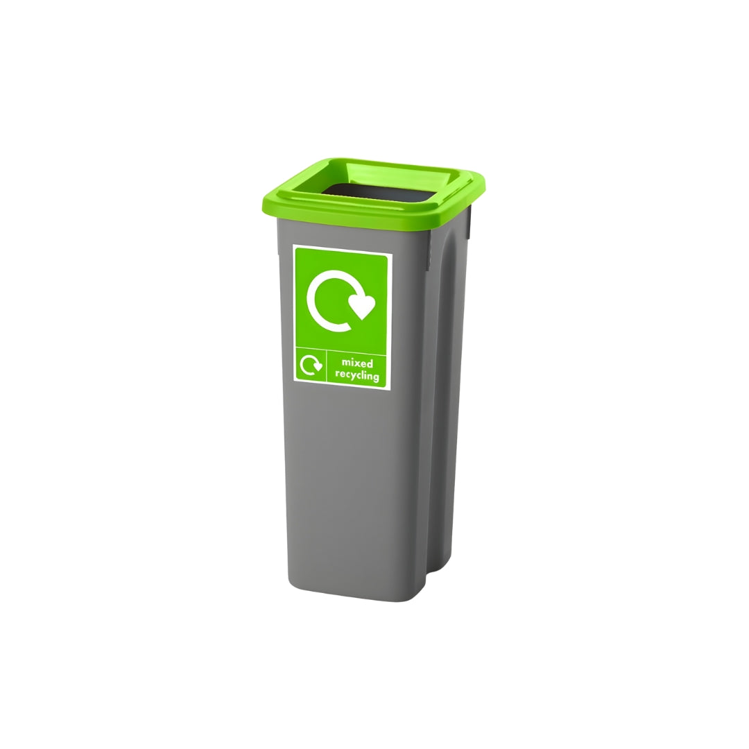 Slimline Plastic Recycling Bin with Colour-Coded Lid