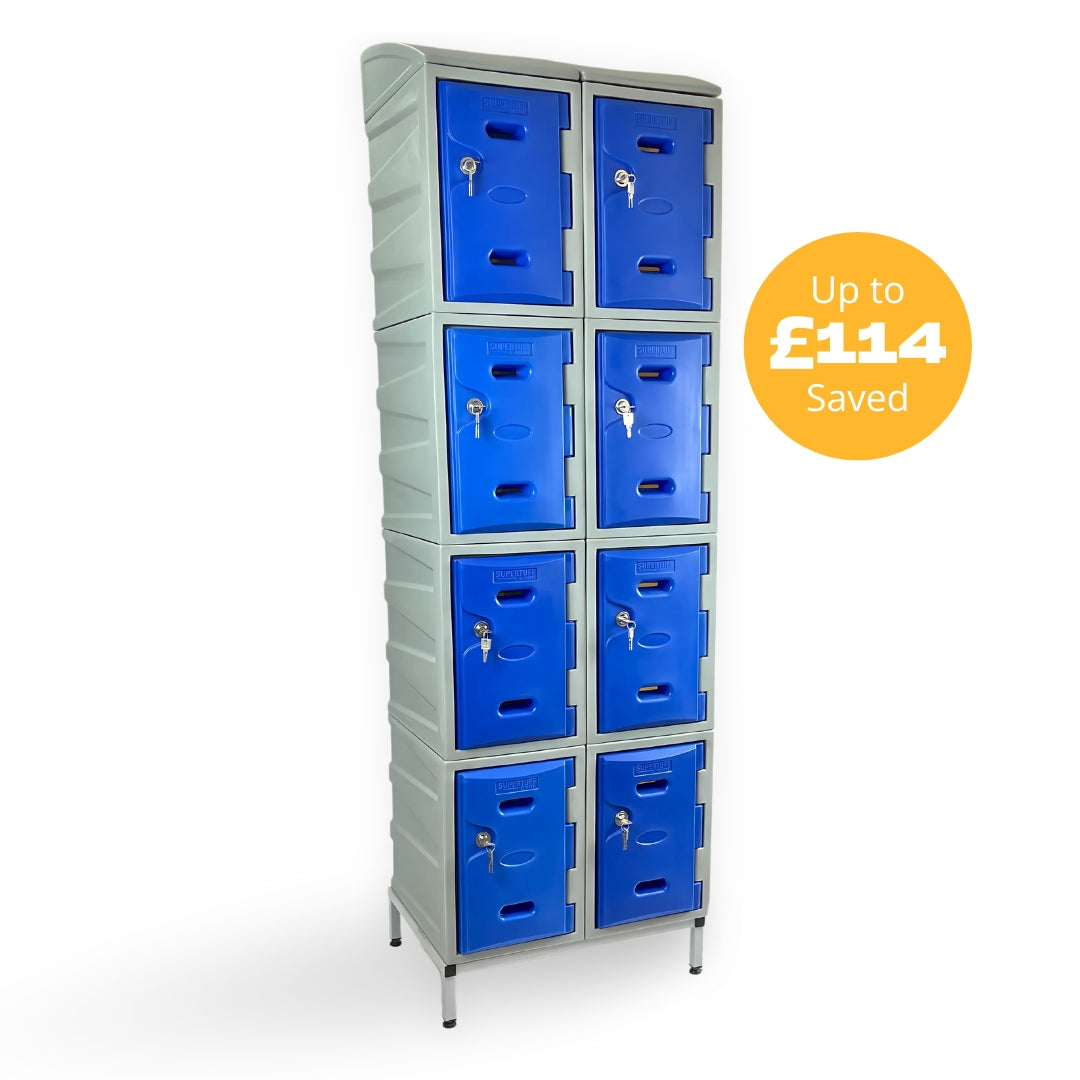 8 Door Plastic Staff Locker Set – Supertuff Small Lockers