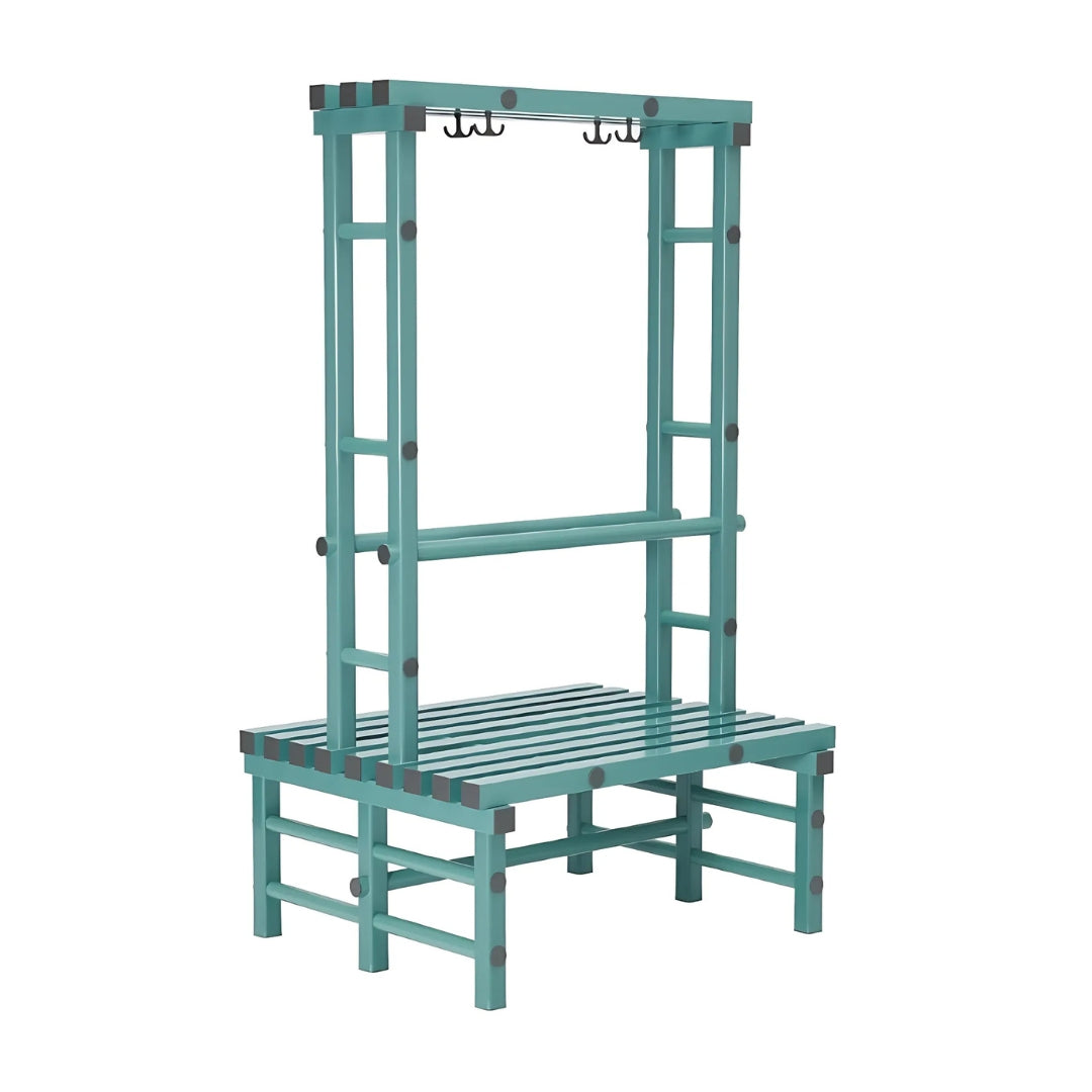 Double-Sided Plastic Changing Room Bench with Hooks - 1000mm