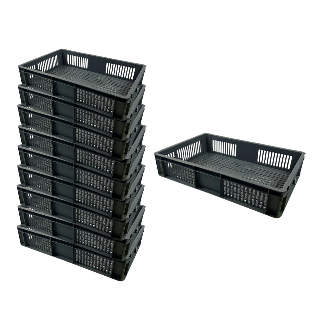 Euro Stacking Plastic Containers - Ventilated - 600x400x120mm (10 Pack)