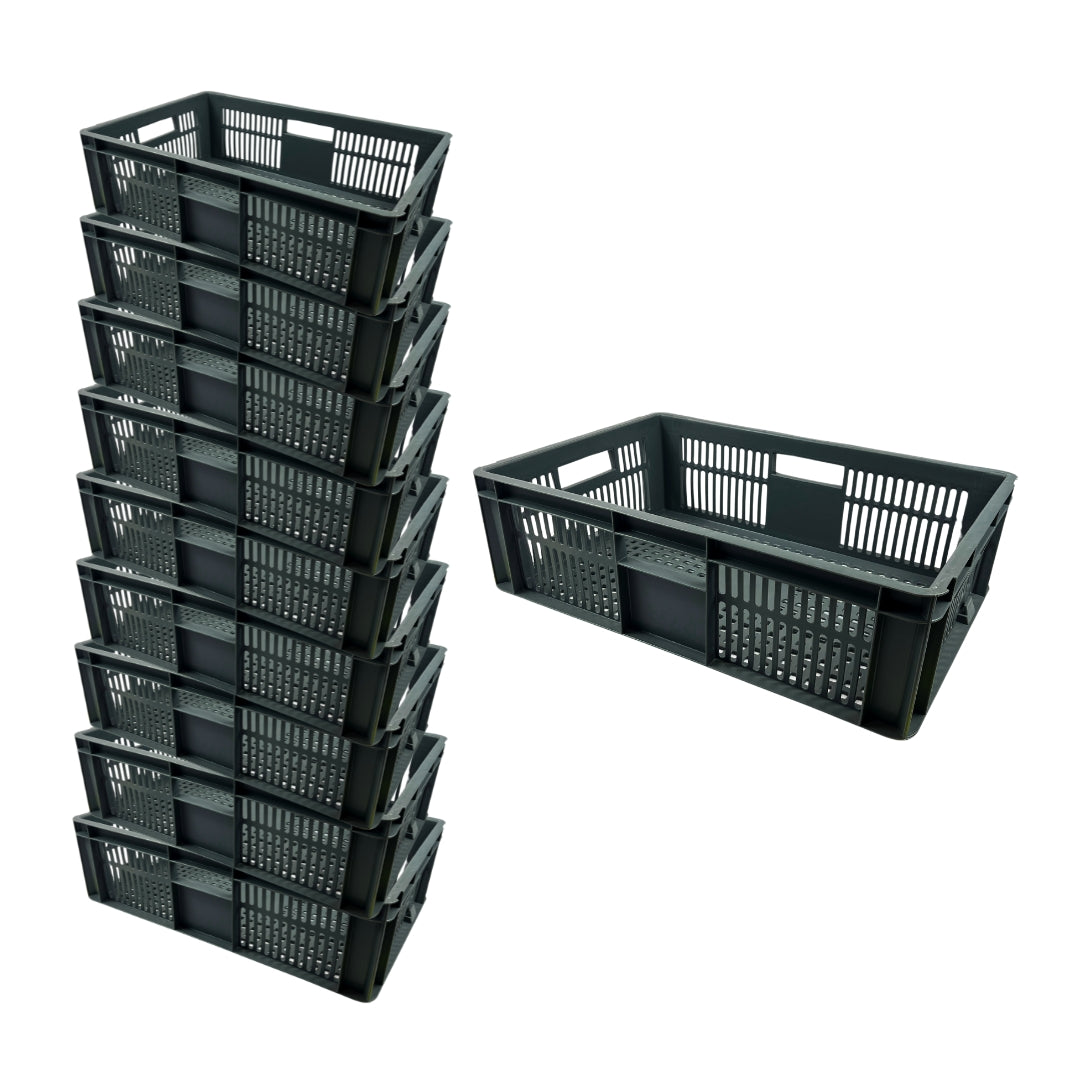 Euro Stacking Plastic Containers - Ventilated - 600x400x175mm (10 Pack)