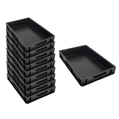 Euro Stacking Recycled Plastic Containers - Solid - 600x400x100mm (10 Pack)