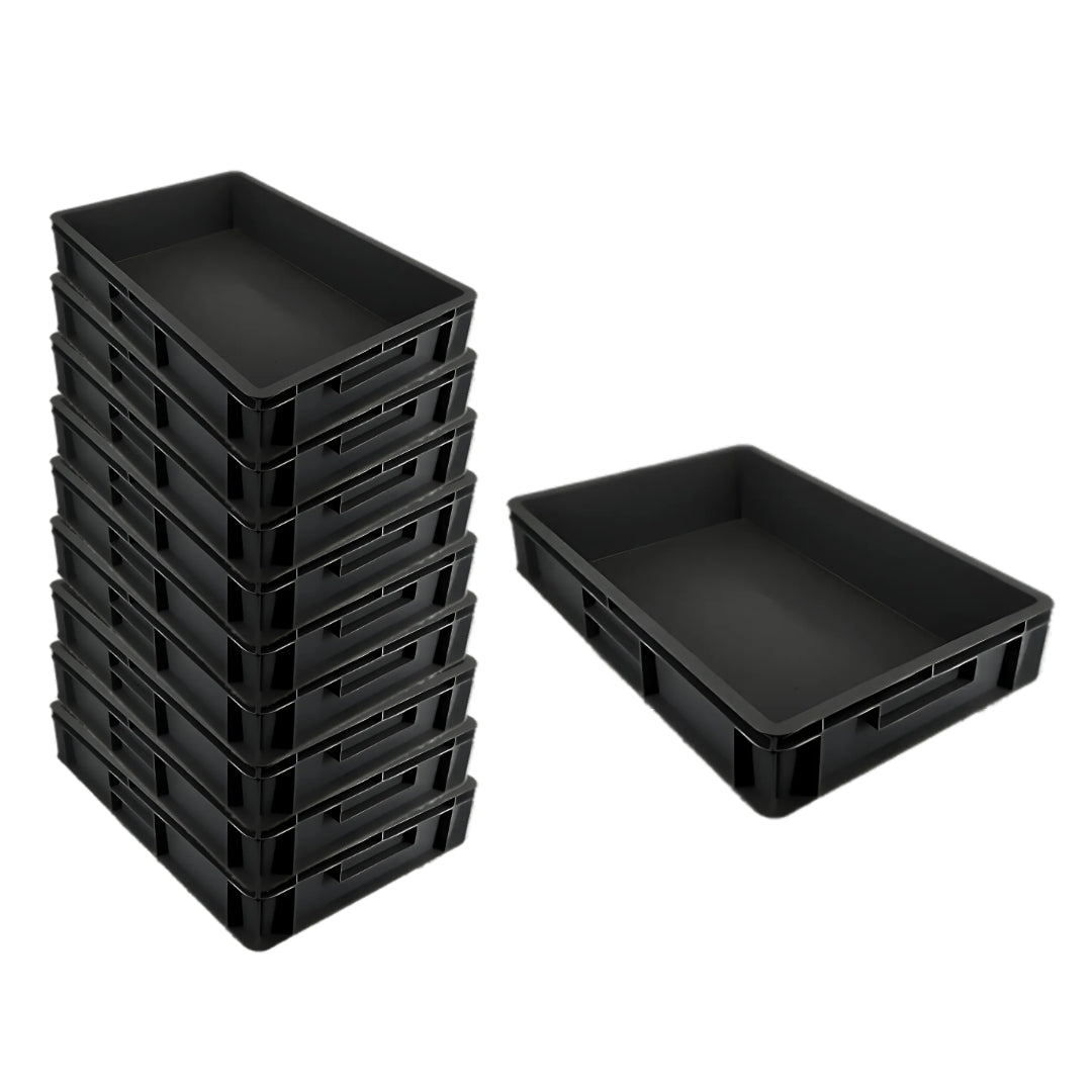 Euro Stacking Recycled Plastic Containers - Solid - 600x400x120mm (10 Pack)