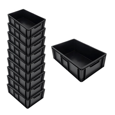 Euro Stacking Recycled Plastic Containers - Solid - 600x400x200mm (10 Pack)