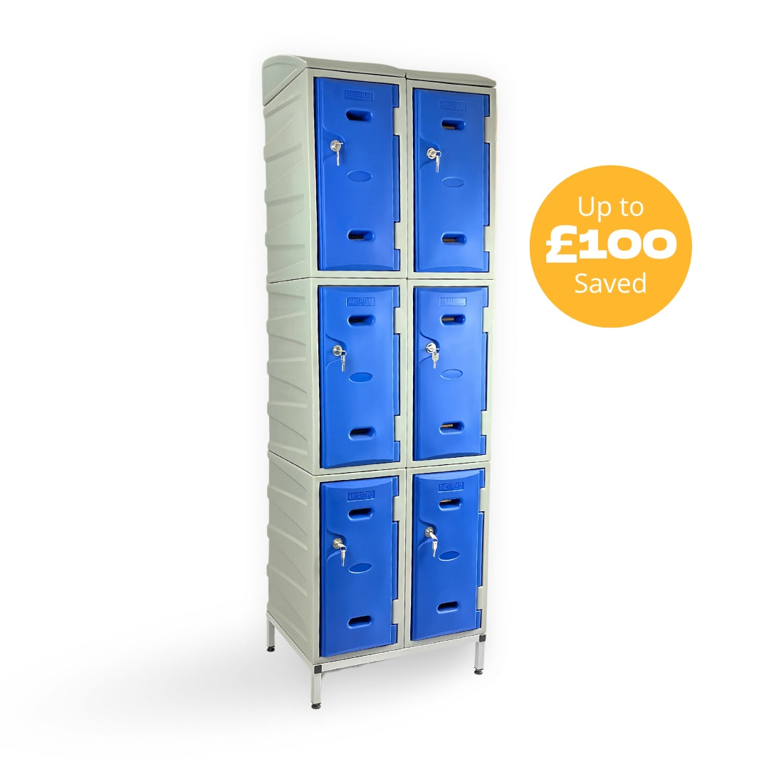 6 Door Plastic Staff Locker Set – Supertuff Medium Lockers