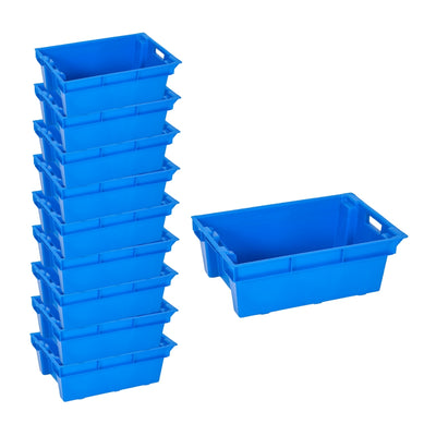30L Plastic Storage Boxes – Stackable & Nestable with Handles (10 Pack)
