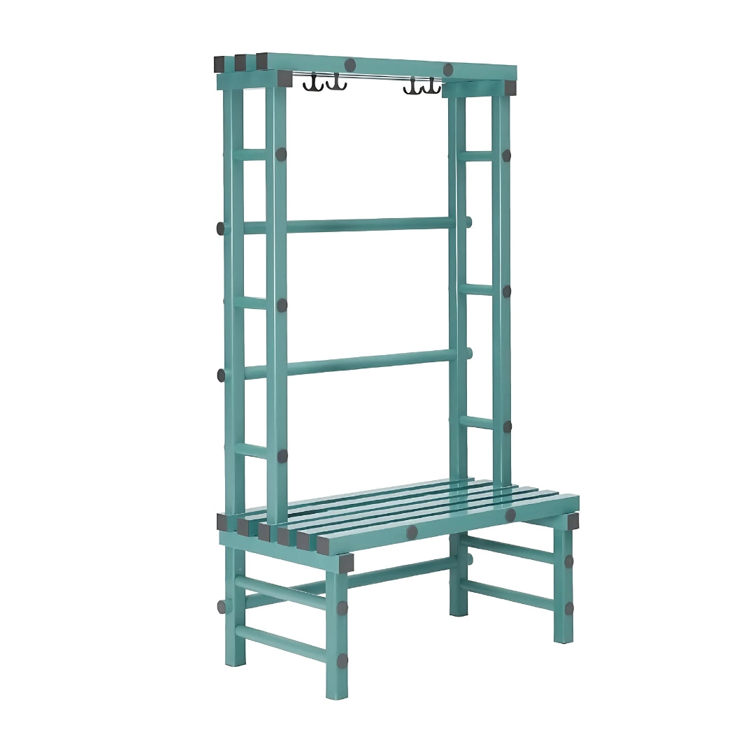 Single-Sided Plastic Changing Room Bench with Hooks - 1000mm