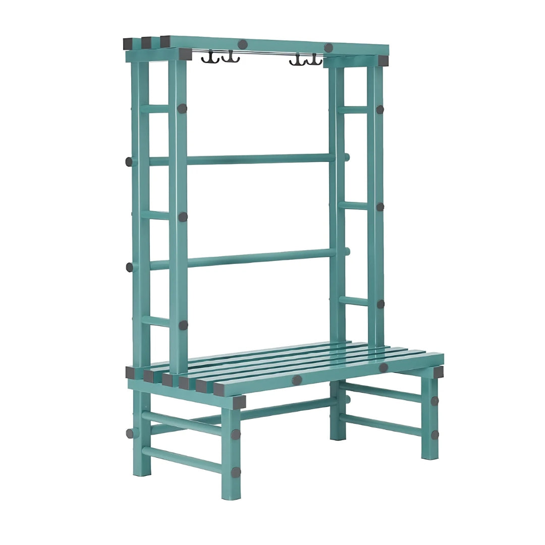 Single-Sided Plastic Changing Room Bench with Hooks - 1200mm