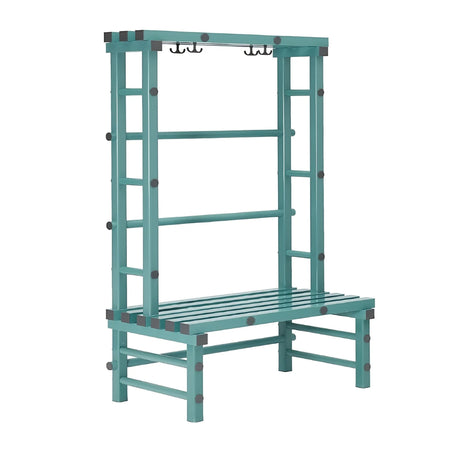 Single-Sided Plastic Changing Room Bench with Hooks - 1200mm