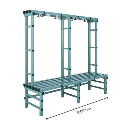 Single-Sided Plastic Changing Room Bench with Hooks - 2000mm