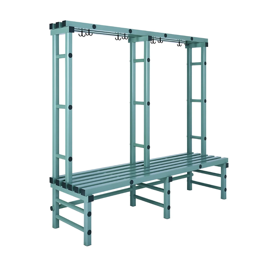 Single-Sided Plastic Changing Room Bench with Hooks - 2000mm