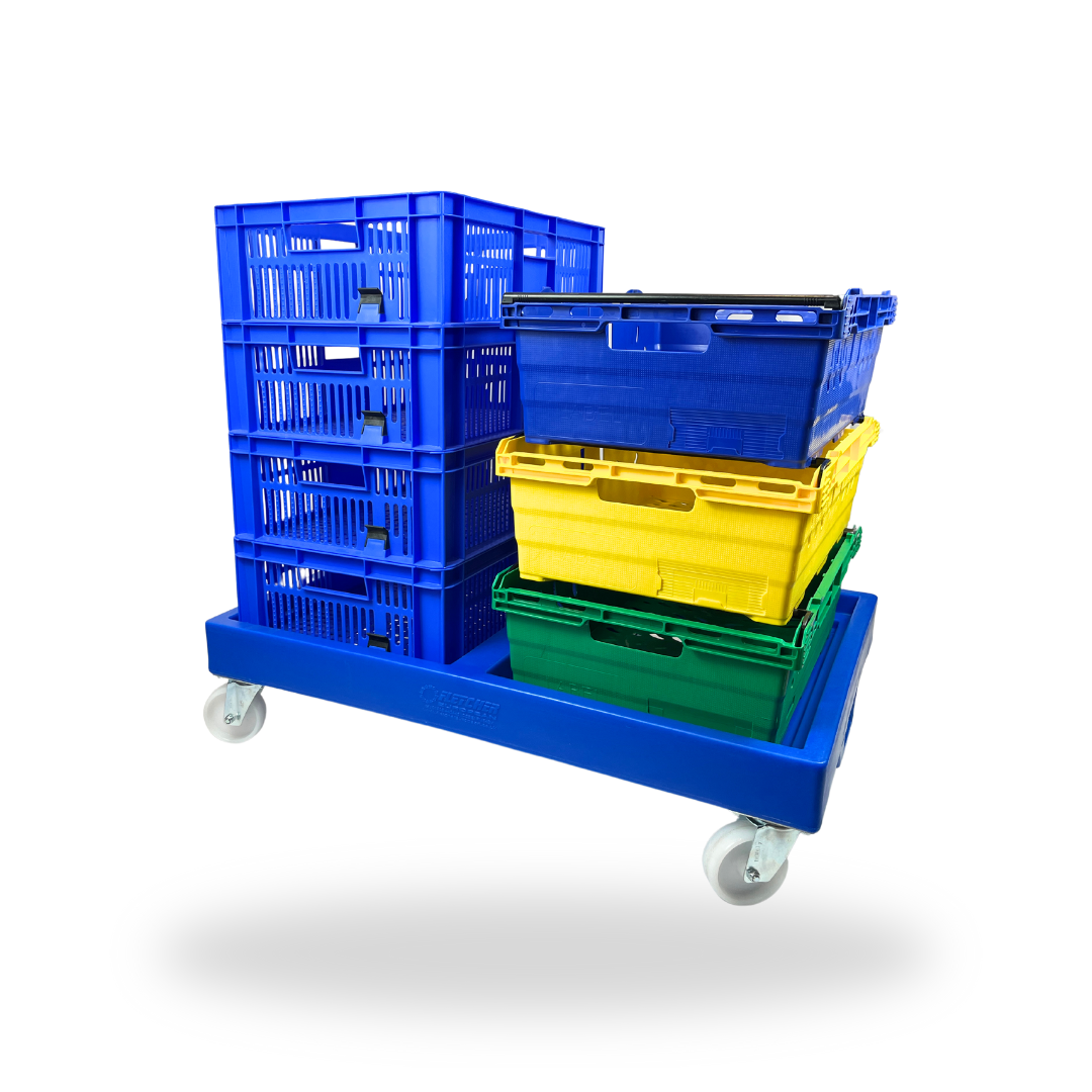 Loadhog 600x400mm Heavy Duty Euro Plastic Stacking Container Dolly - Black