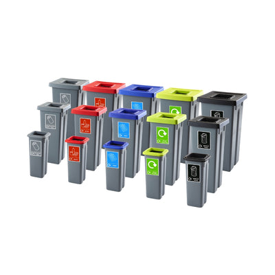Slimline Plastic Recycling Bin with Colour-Coded Lid
