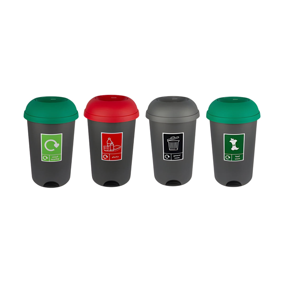 50L Open-Top Recycling & Waste Bin with Colour-Coded Lid