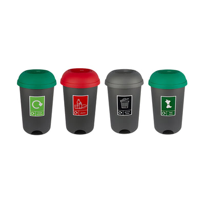 50L Open-Top Recycling & Waste Bin with Colour-Coded Lid