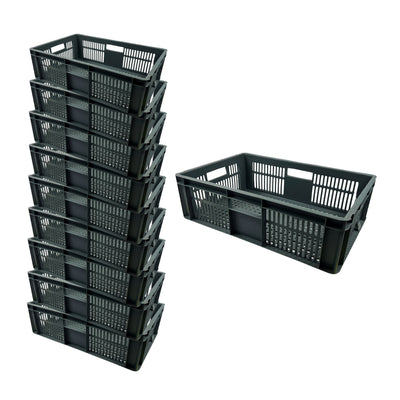 Euro Stacking Plastic Containers - Ventilated - 600x400x175mm (10 Pack)