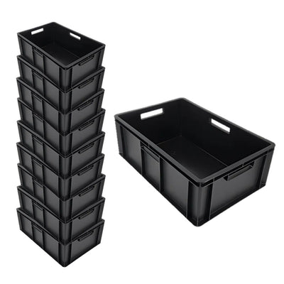 Euro Stacking Recycled Plastic Containers - Solid - 600x400x220mm (10 Pack)